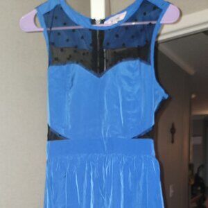 Blue dress with sheer cuts